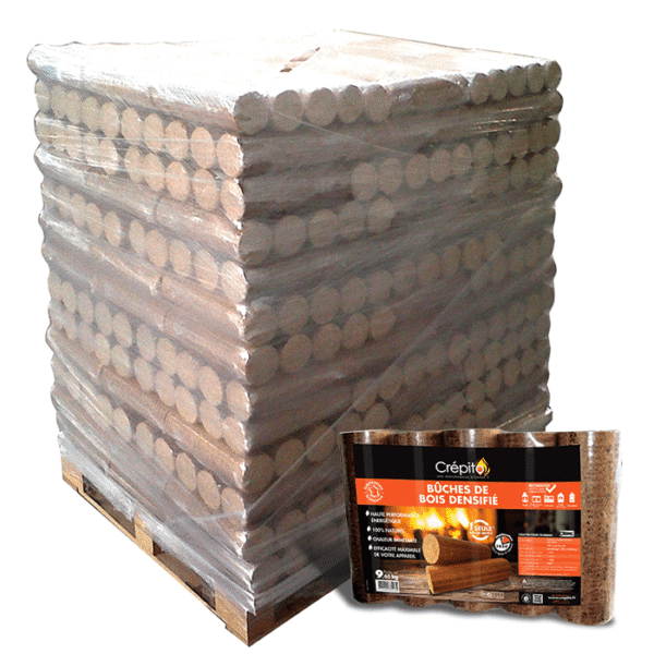 Palette de 104 Packs de 5 bûches densifiées Crépito de 9 65kg