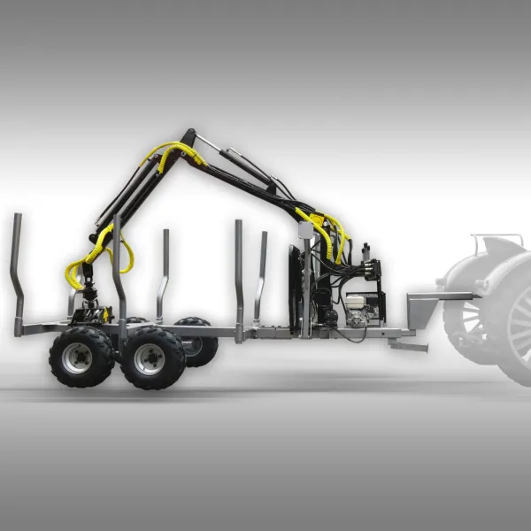 Remorque forestière Jansen HRW 30 avec grue de chargement – 3 000 kg