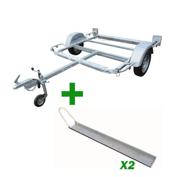 Remorque porte moto Lider 39420 – PTAC 500 kg, 2 rails avec arceau